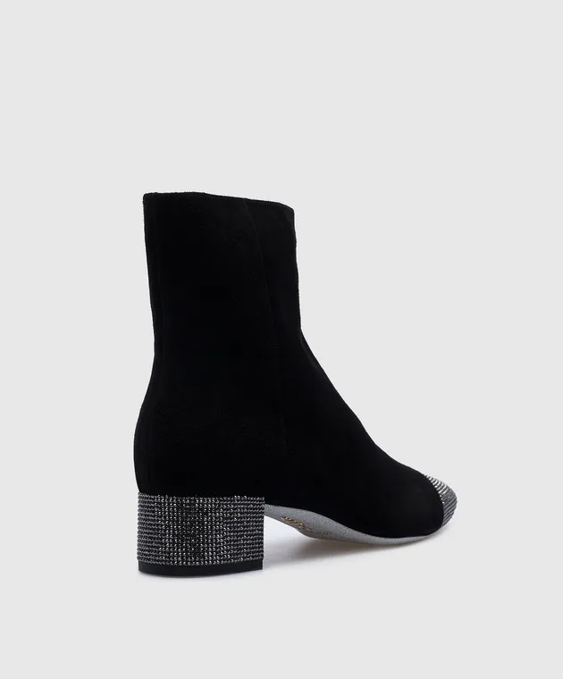 Rene Caovilla Stivali in camoscio nero con strass C11852040