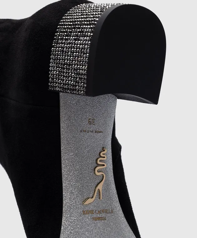 Rene Caovilla Stivali in camoscio nero con strass C11852040