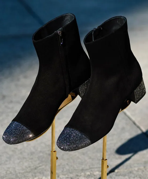 Rene Caovilla Stivali in camoscio nero con strass C11852040