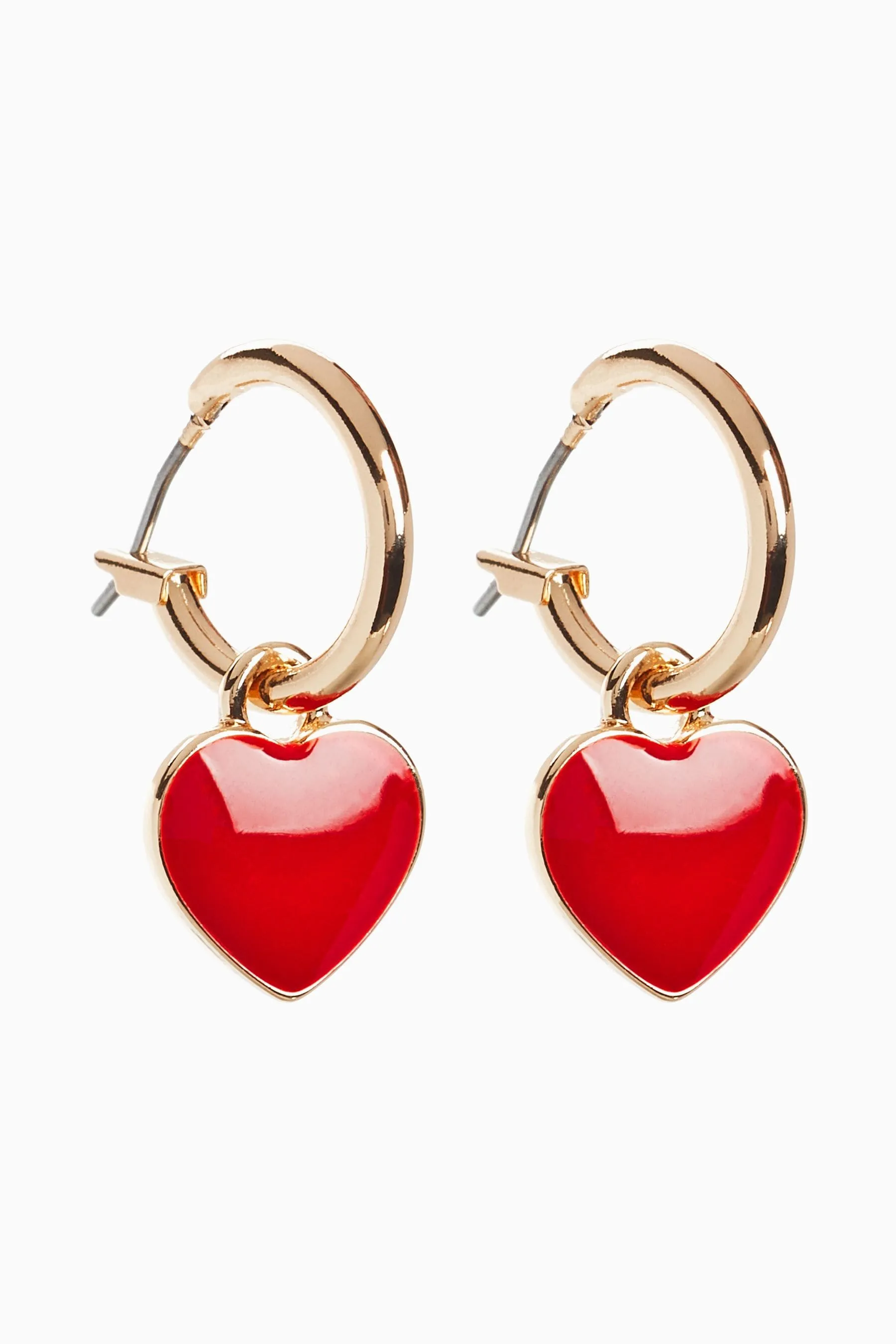 Rosso/color oro  - Orecchini a cerchio con cuori
