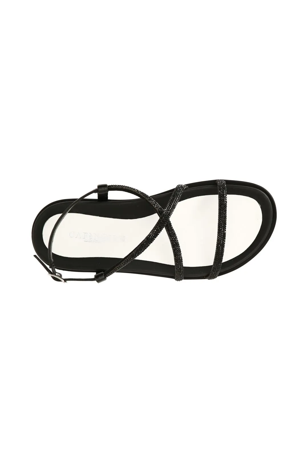sandali lacci con strass nero