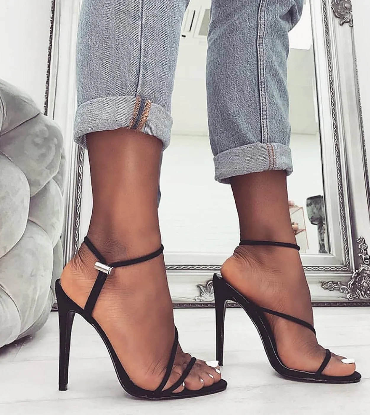 Sandalo estivo da donna con tacco arancione Sandalo con tacco da donna arancione Scarpe con tacco alto Sandali da donna