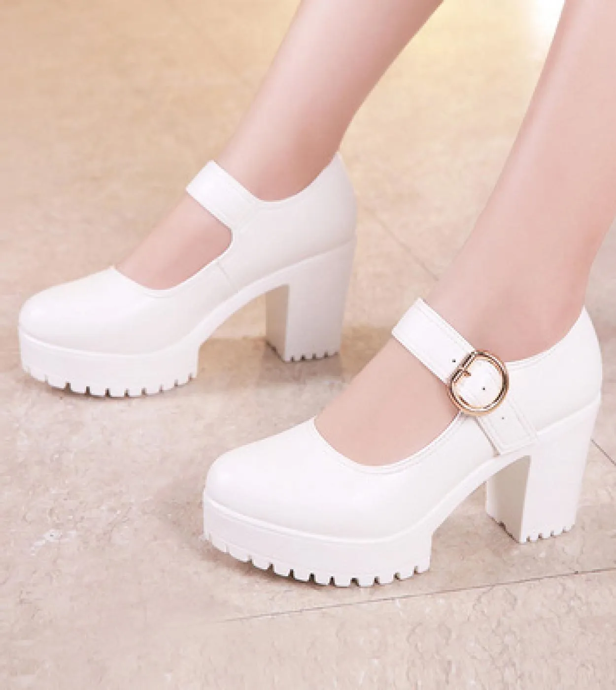 Scarpe con tacco a blocchi Scarpe da sposa da donna 2022 Primavera Autunno 5,5 cm  8 cm  13 cm Scarpe con tacco alto Scarpe da