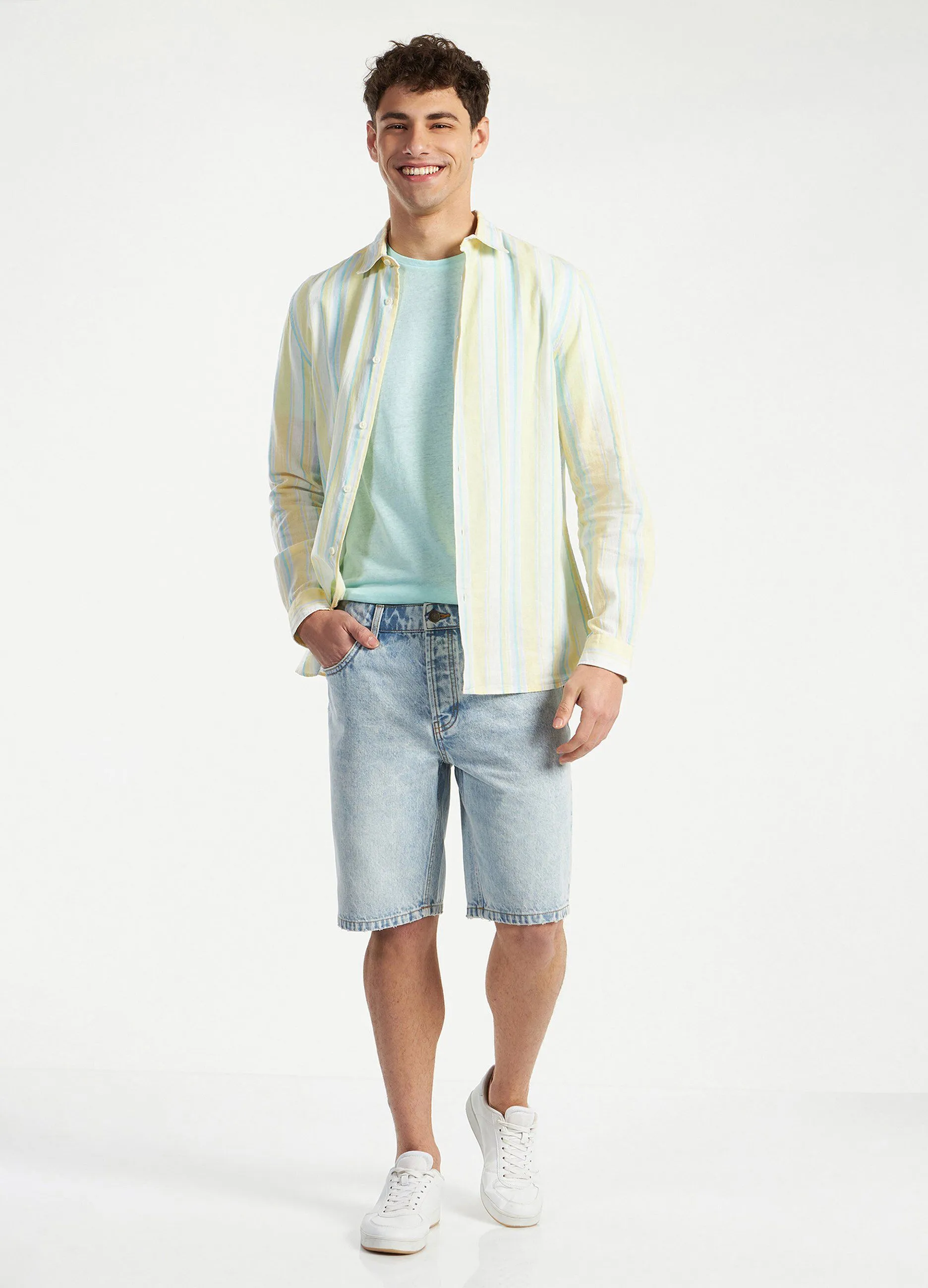 Shorts in denim di puro cotone uomo
