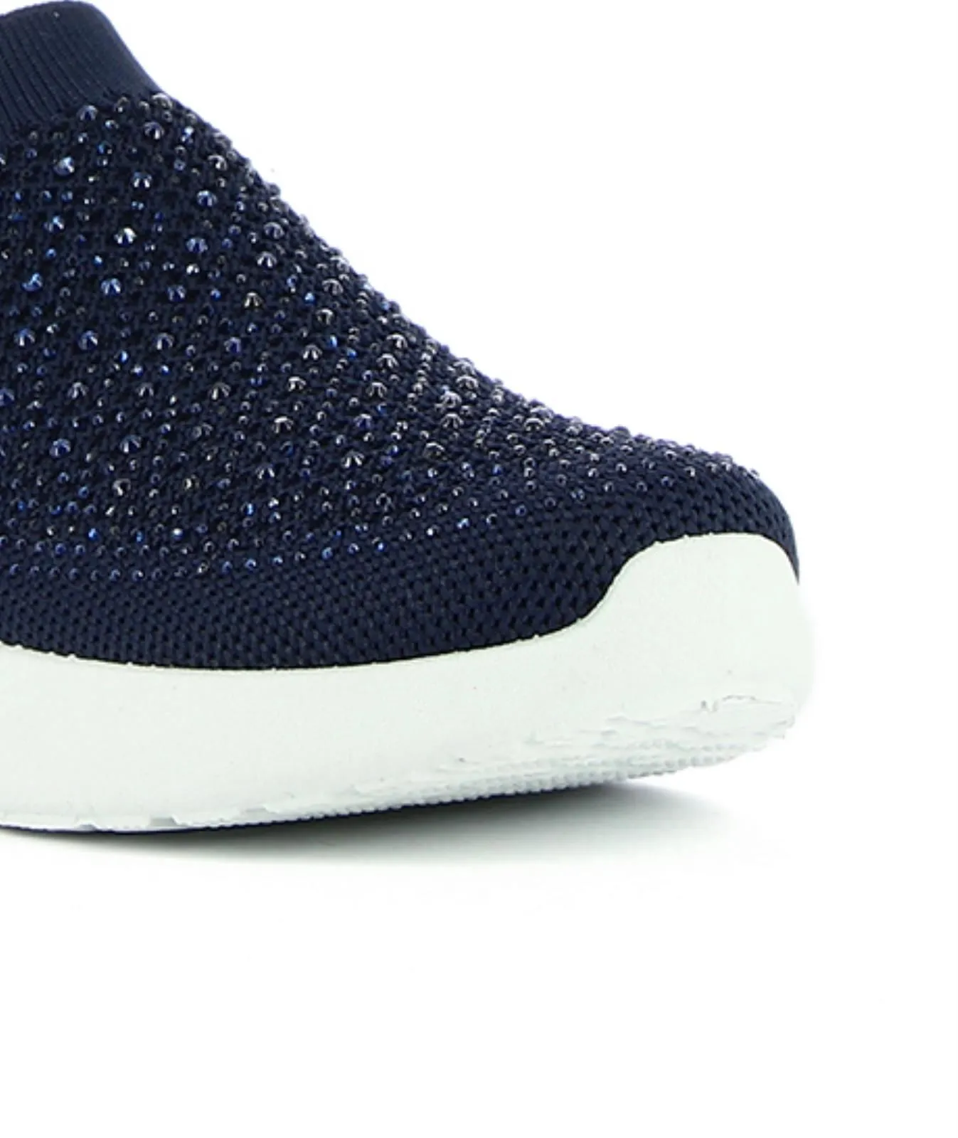 Sneakers a calzino blu senza lacci con strass