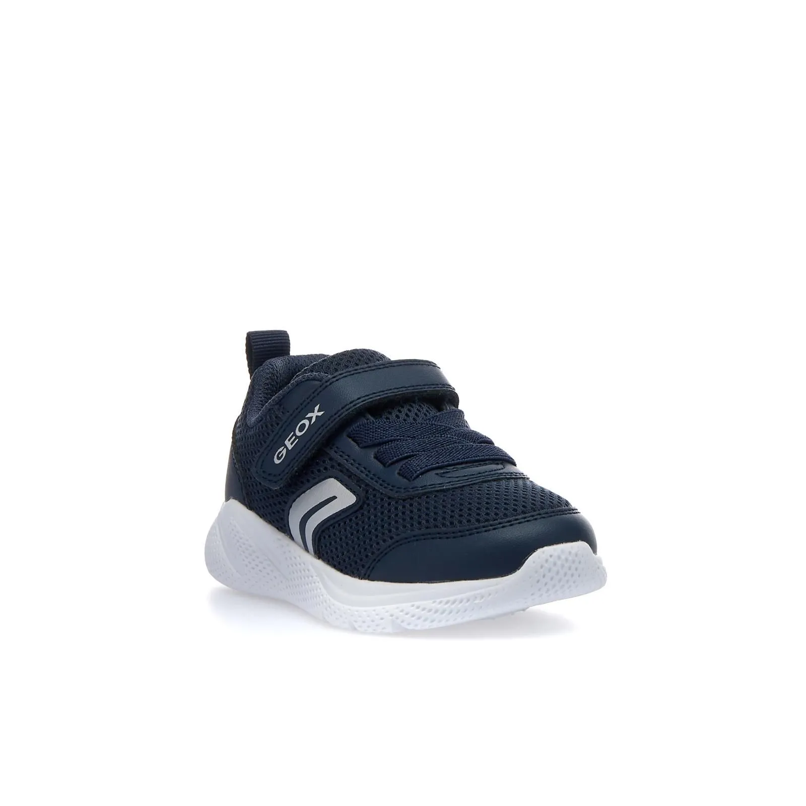Sneakers bimbo blu con strappo e lacci elastici