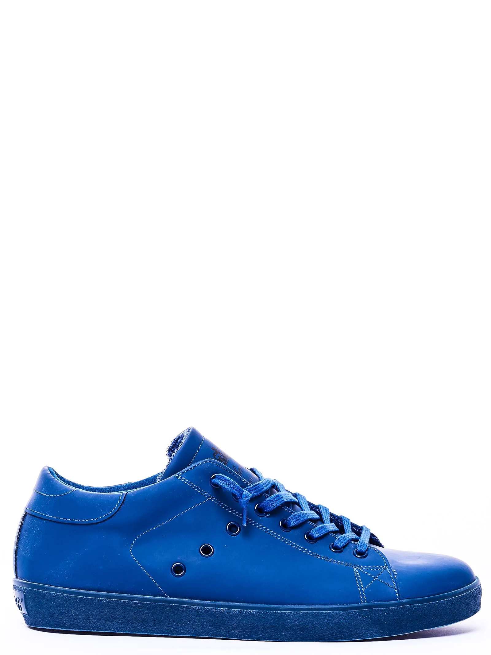 SNEAKERS BLU IN PELLE CON STAMPA LOGO SU LINGUETTA