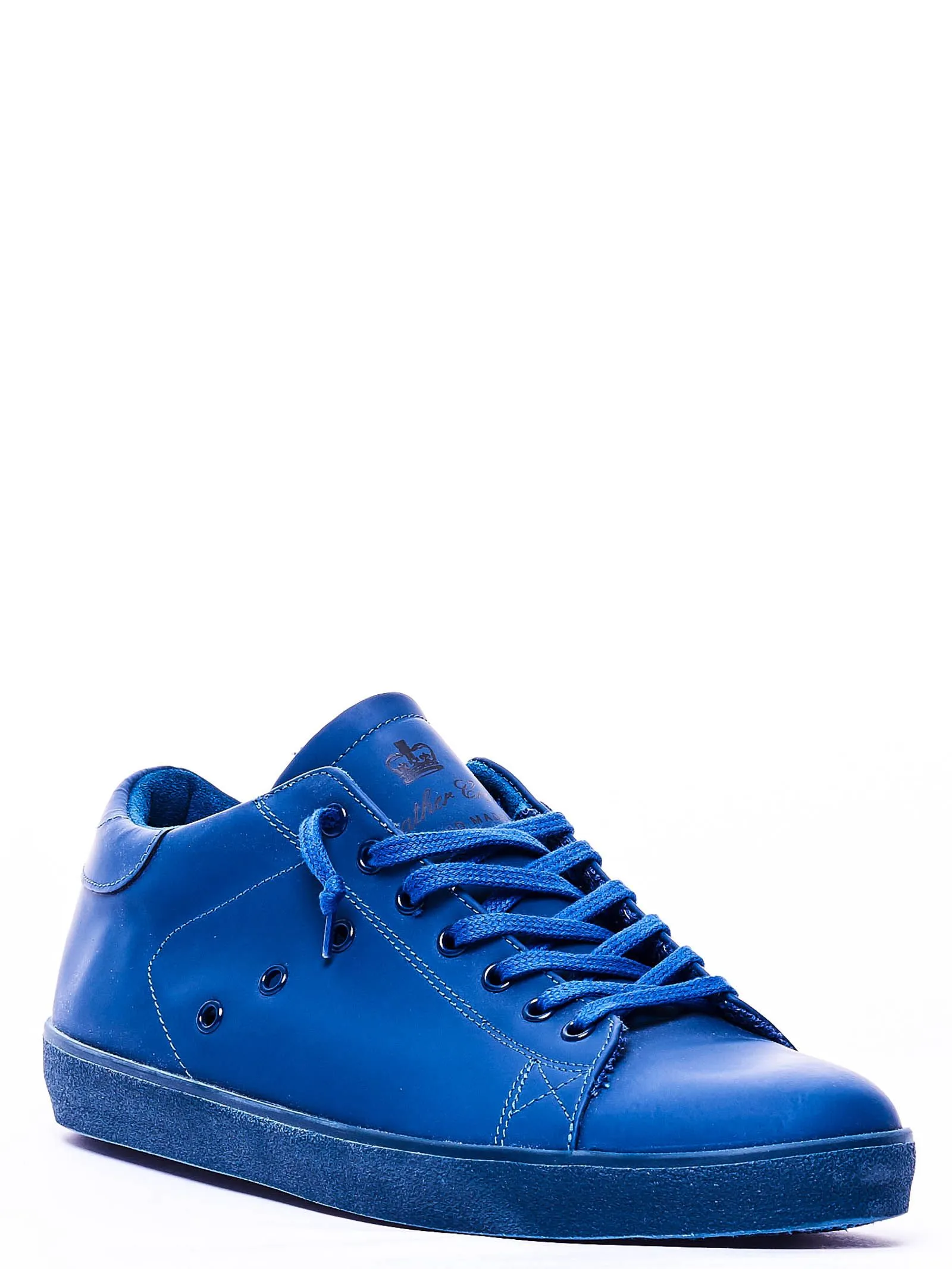 SNEAKERS BLU IN PELLE CON STAMPA LOGO SU LINGUETTA