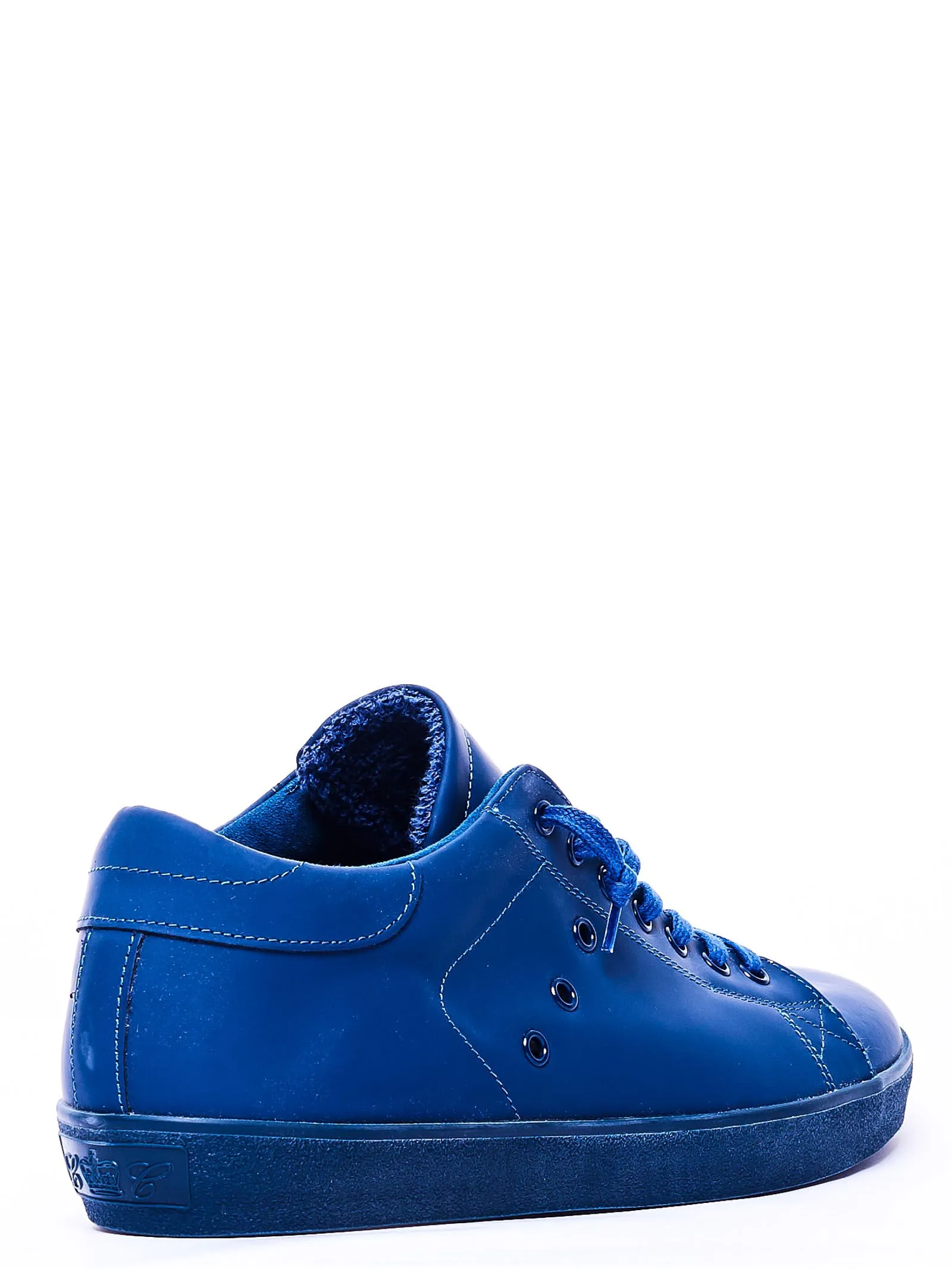 SNEAKERS BLU IN PELLE CON STAMPA LOGO SU LINGUETTA