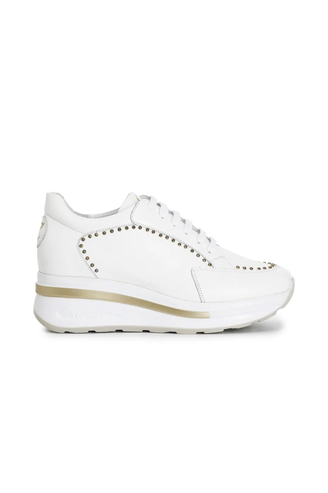 sneakers in pelle con borchie bianco