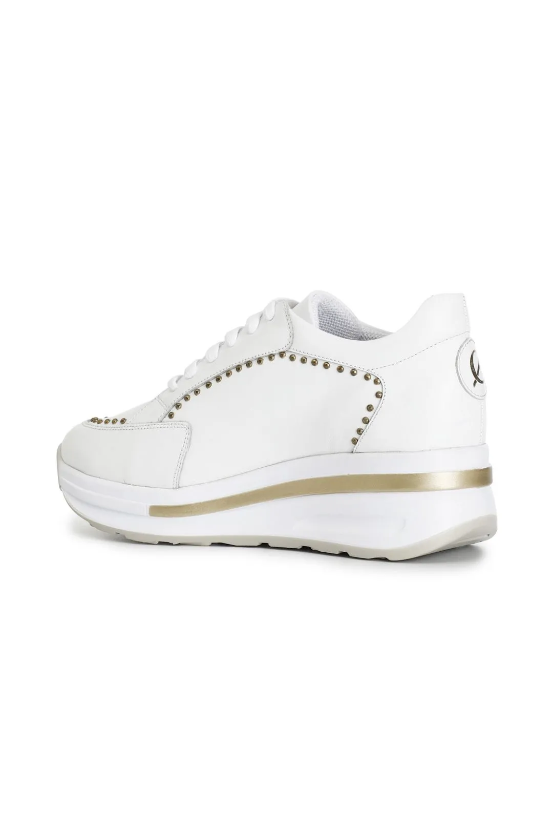 sneakers in pelle con borchie bianco