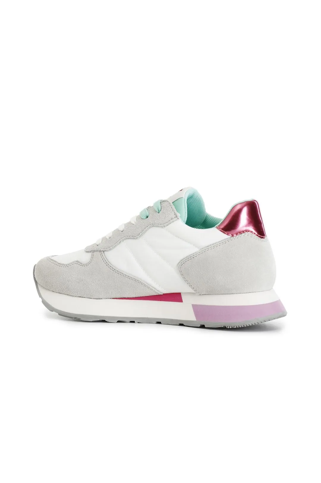 sneakers in pelle scamosciata e tessuto off white