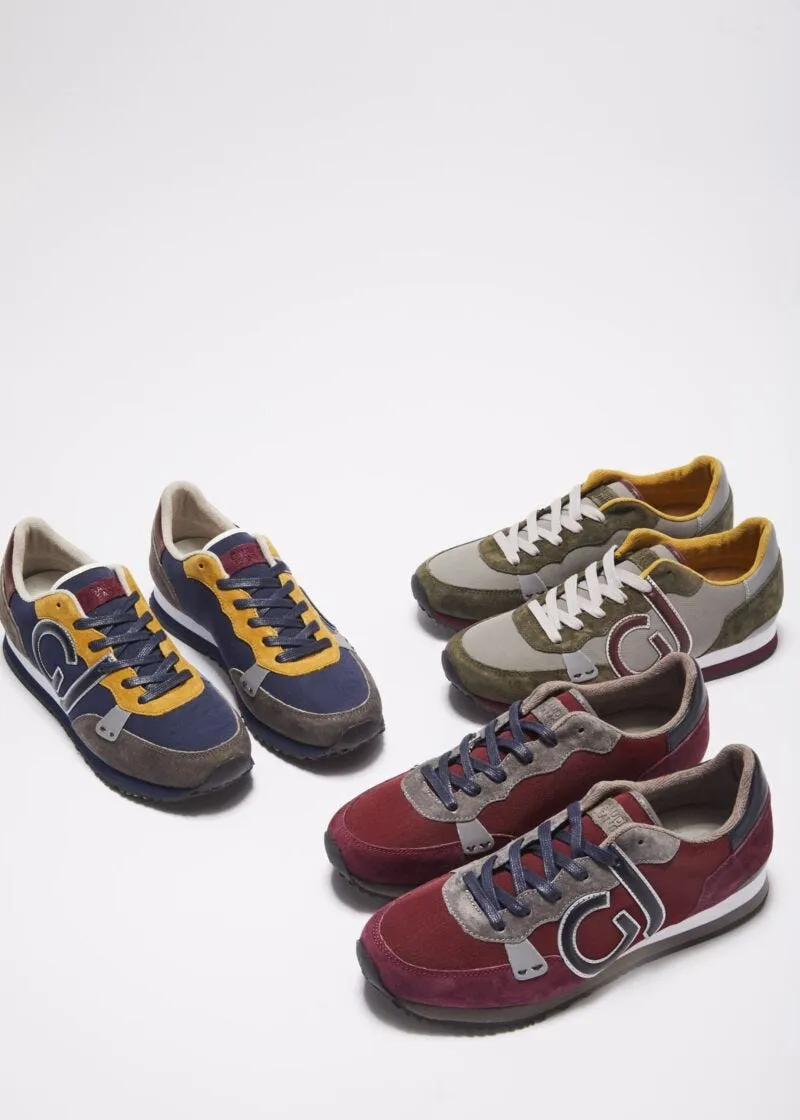 Sneakers in pelle verde militare scamosciata