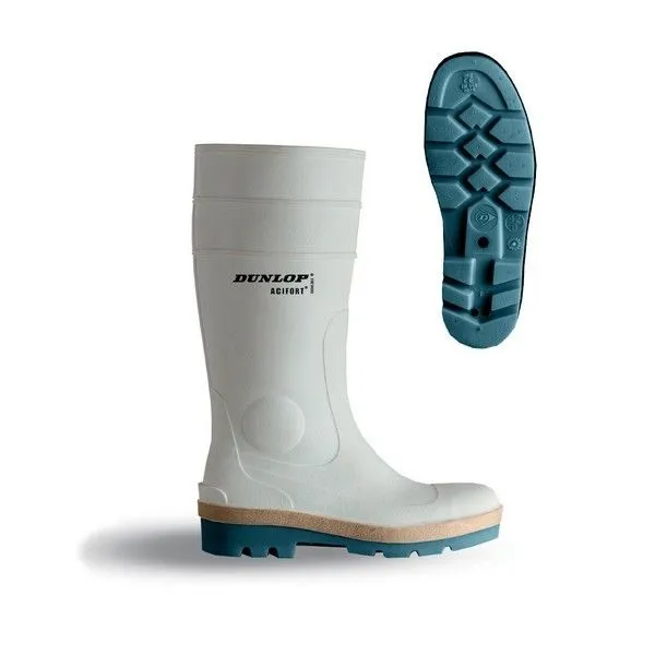 Stivali antinfortunistici tipo Wellington S4 Dunlop da  Unisex, col. bianco , resistenti all'acqua, con puntale di
