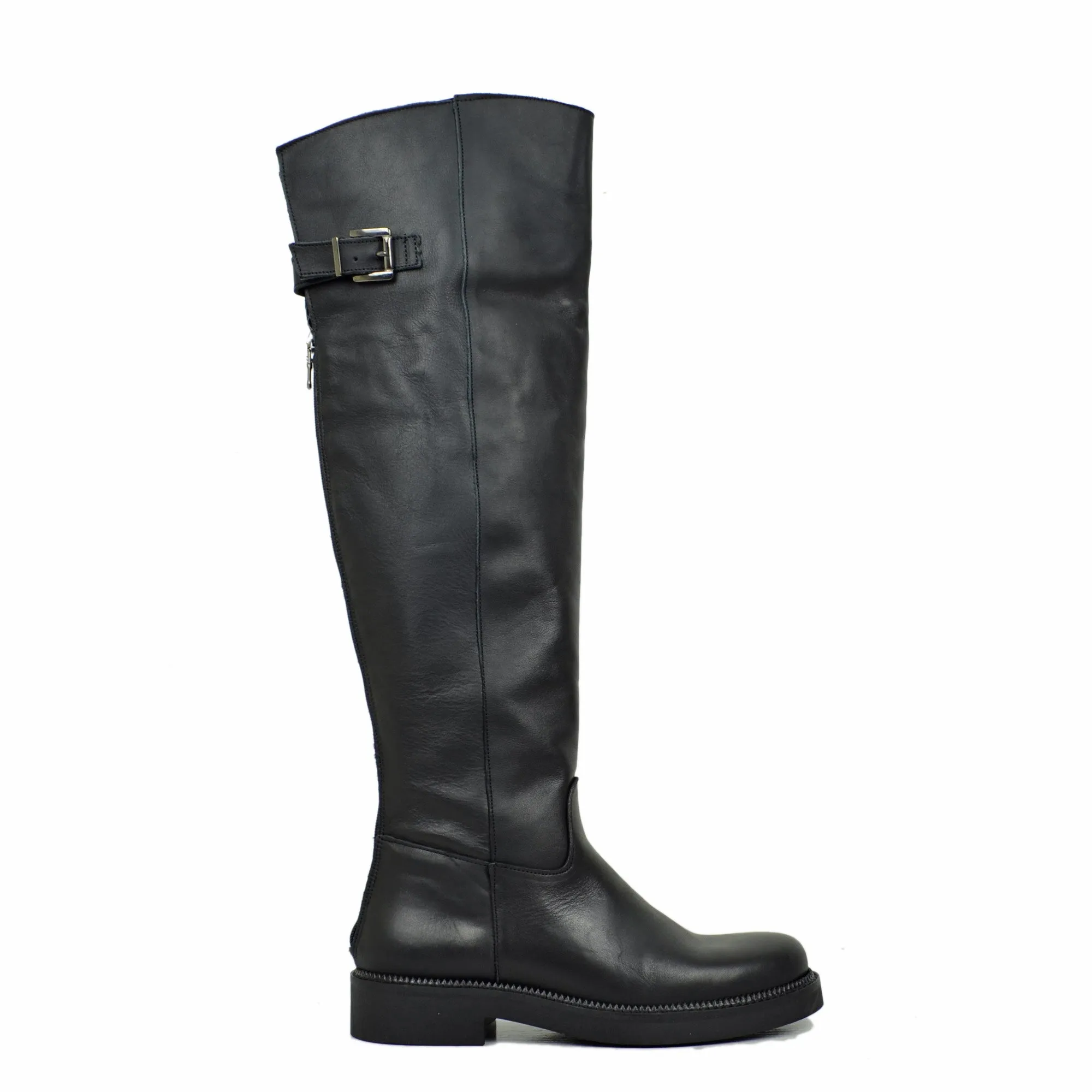 Stivali Donna Overknee con Zip e Fibbia Regolabile Made in Italy