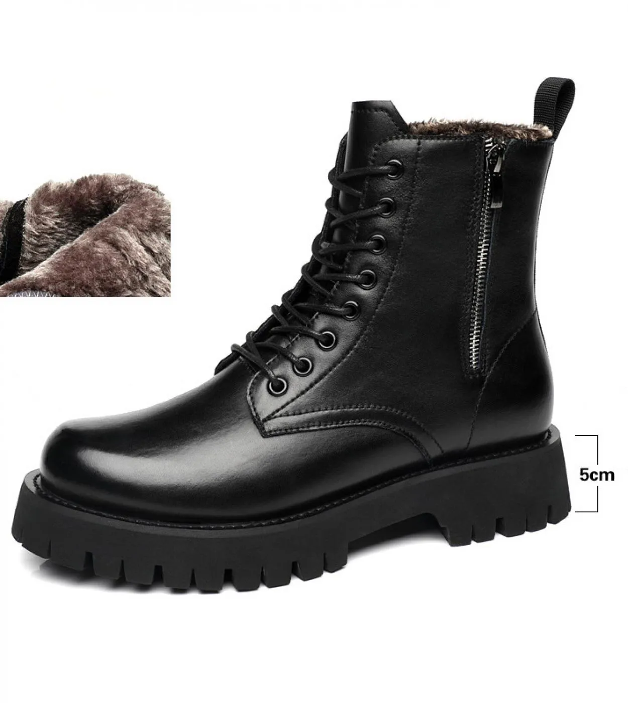 Stivali Uomo Scarpe nere Piattaforma Stivali in pelle da uomo Piattaforma Cerniera Piattaforma uomo