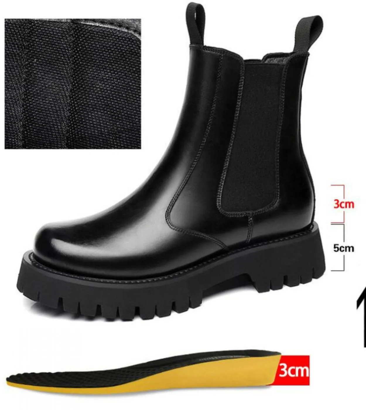 Stivali Uomo Scarpe nere Piattaforma Stivali in pelle da uomo Piattaforma Cerniera Piattaforma uomo