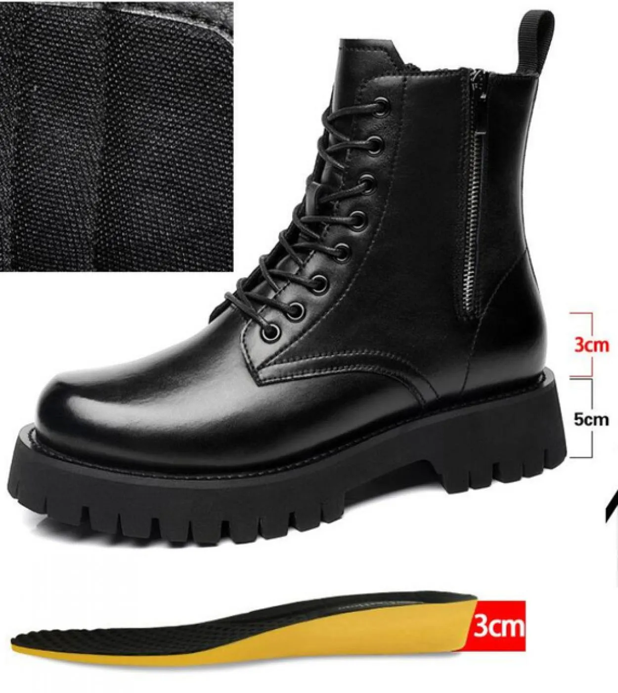 Stivali Uomo Scarpe nere Piattaforma Stivali in pelle da uomo Piattaforma Cerniera Piattaforma uomo