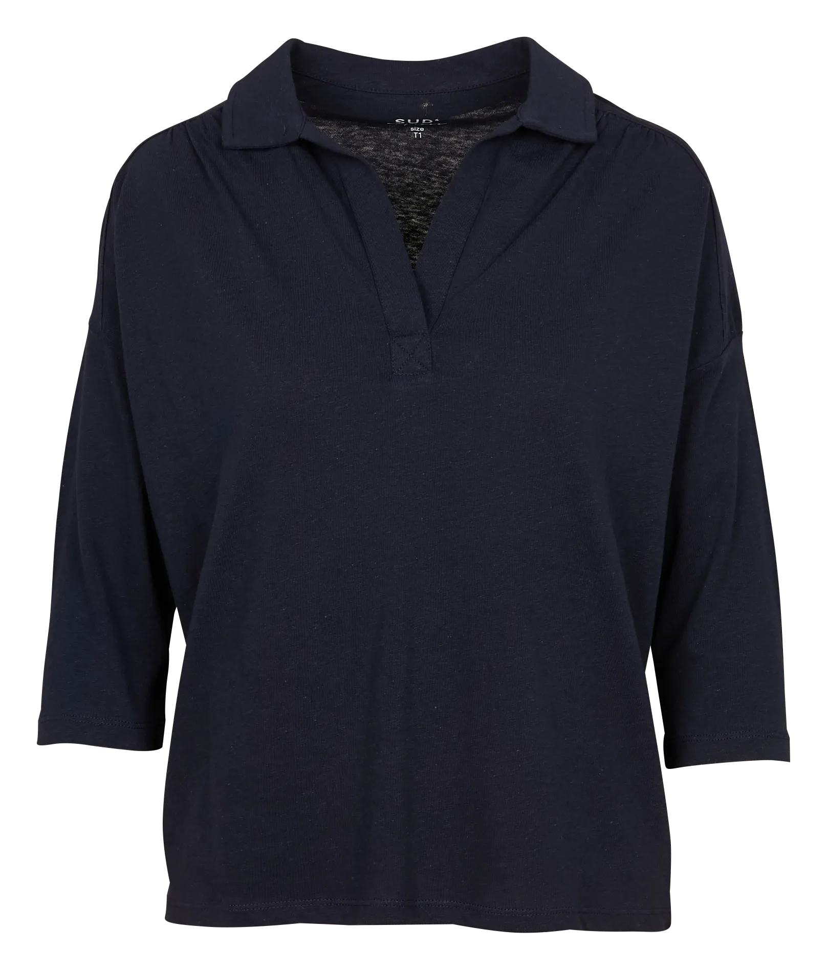  SUD EXPRESS   TONTINE - Maglietta con colletto a polo in misto lino | Blu