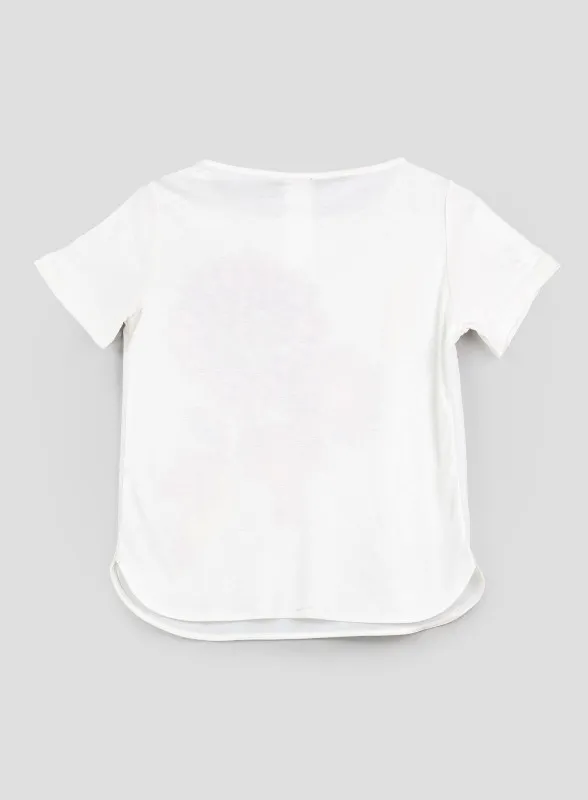 T-shirt girocollo bianca stampa rosa - Pennyblack