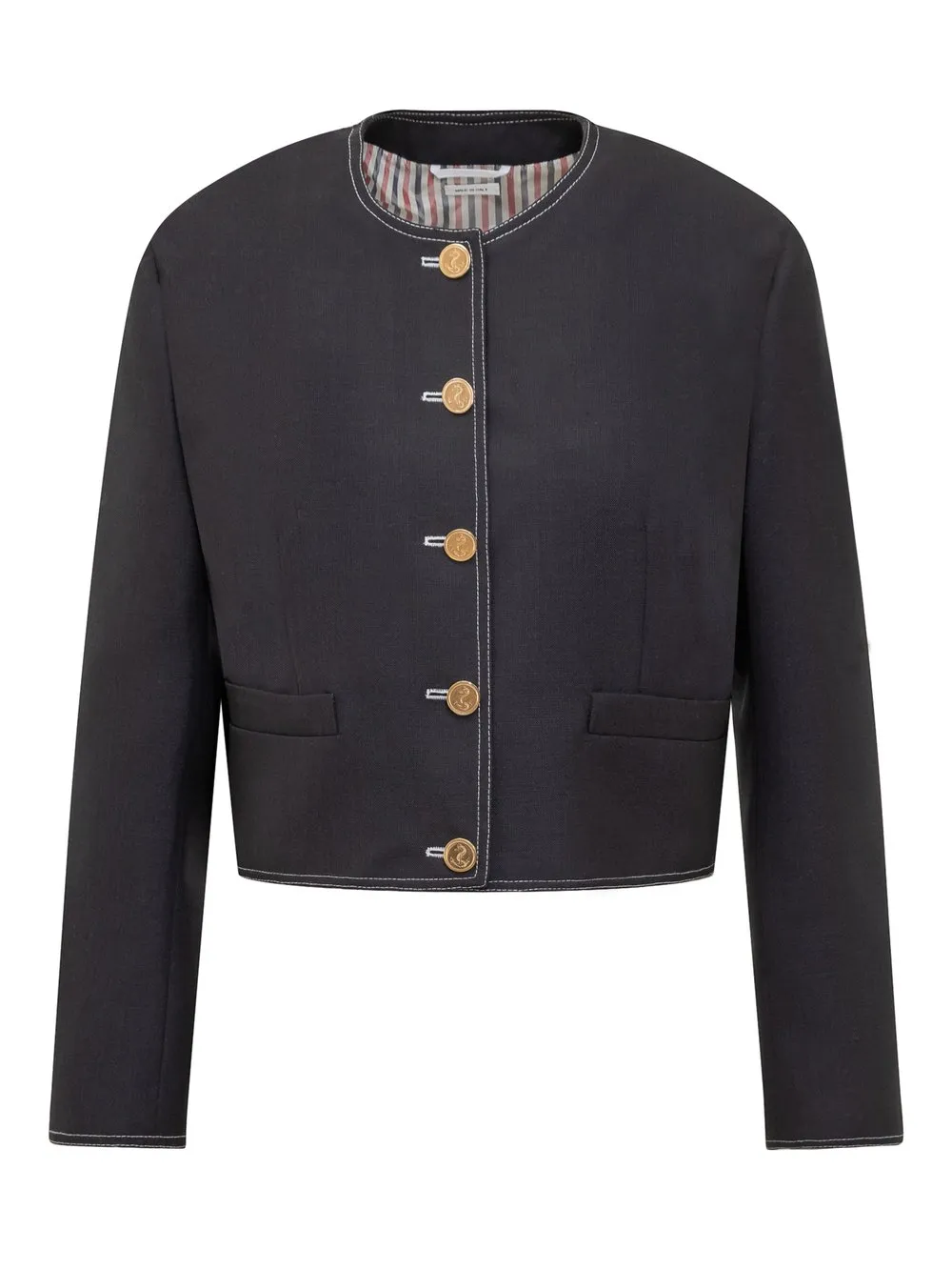 THOM BROWNE Cardigan con Pieghe a Scatola 