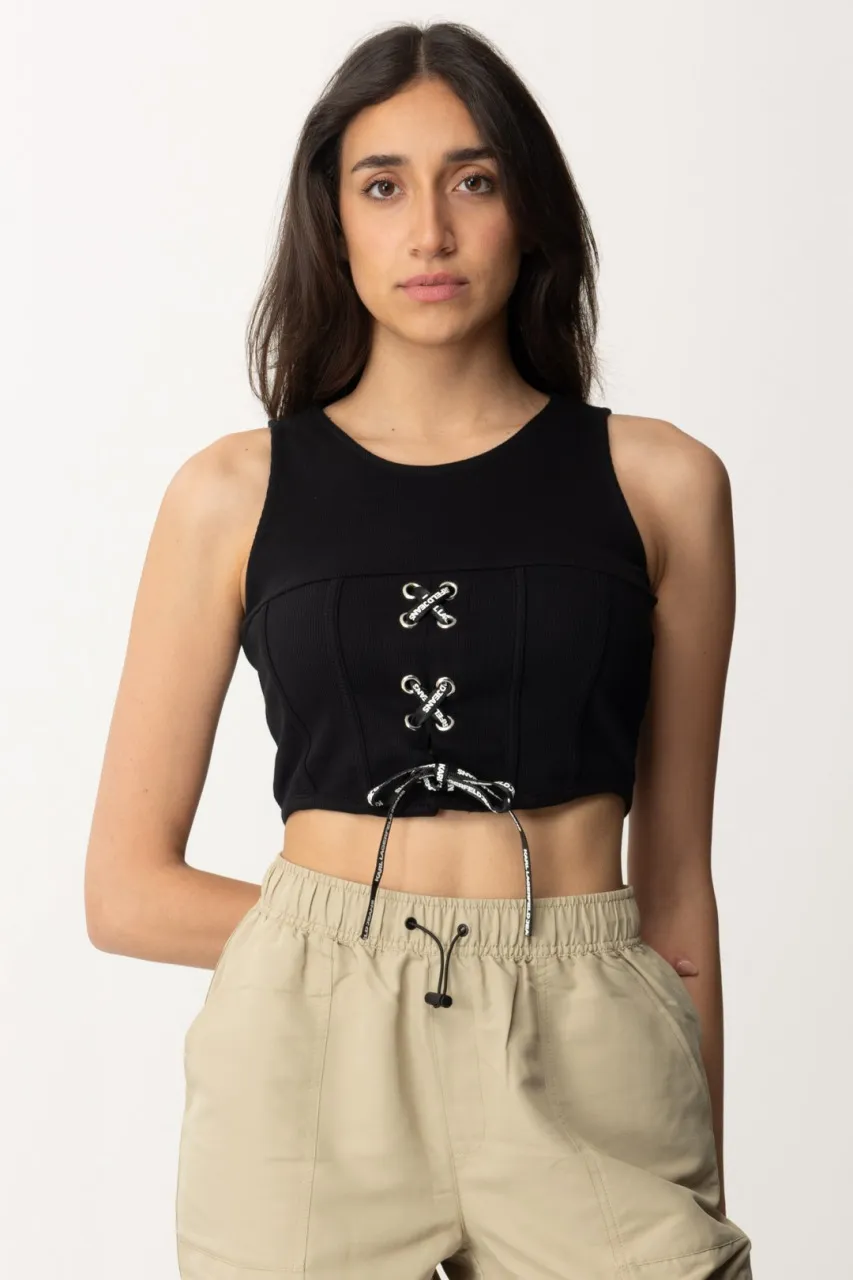 Top bustier con lacci Black
