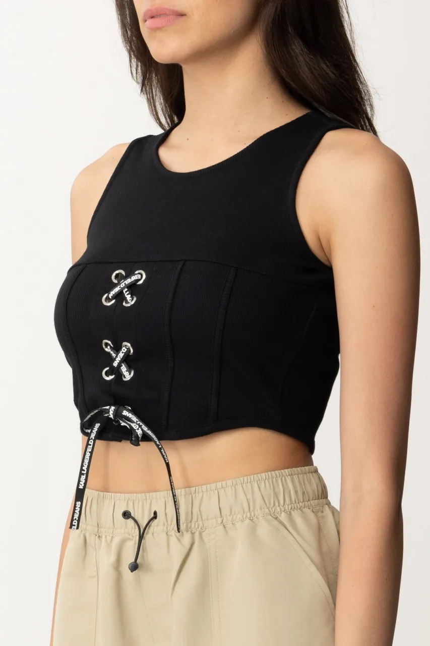 Top bustier con lacci Black