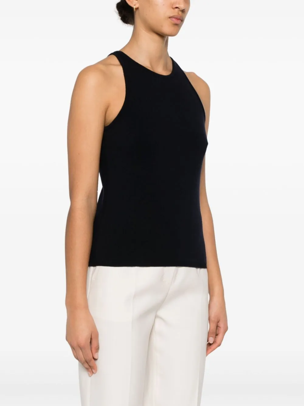 Top in maglia alfeo in blu - donna