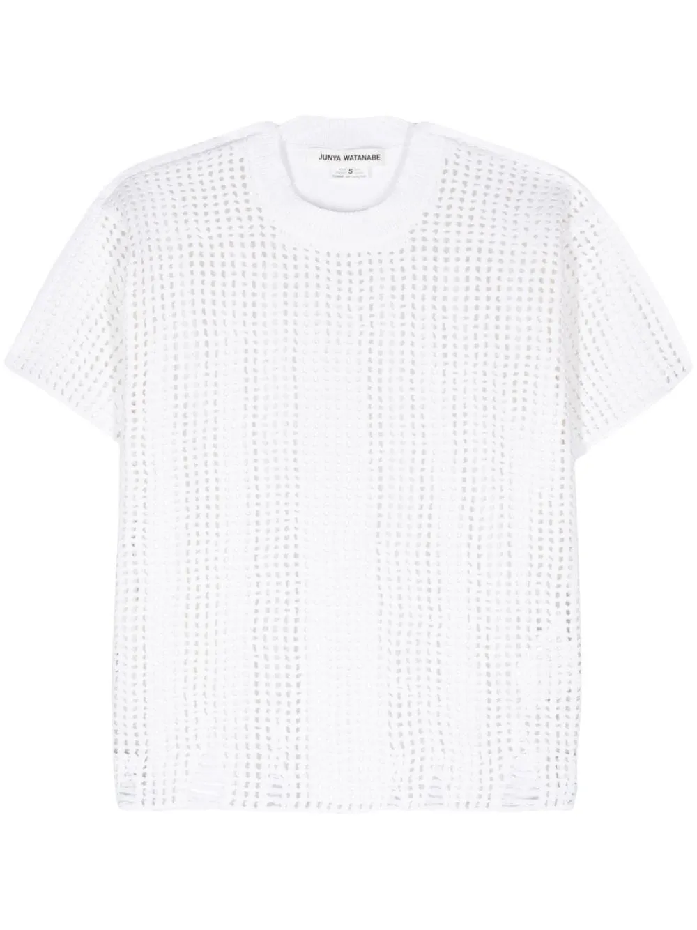 Top in maglia traforata in bianco - donna