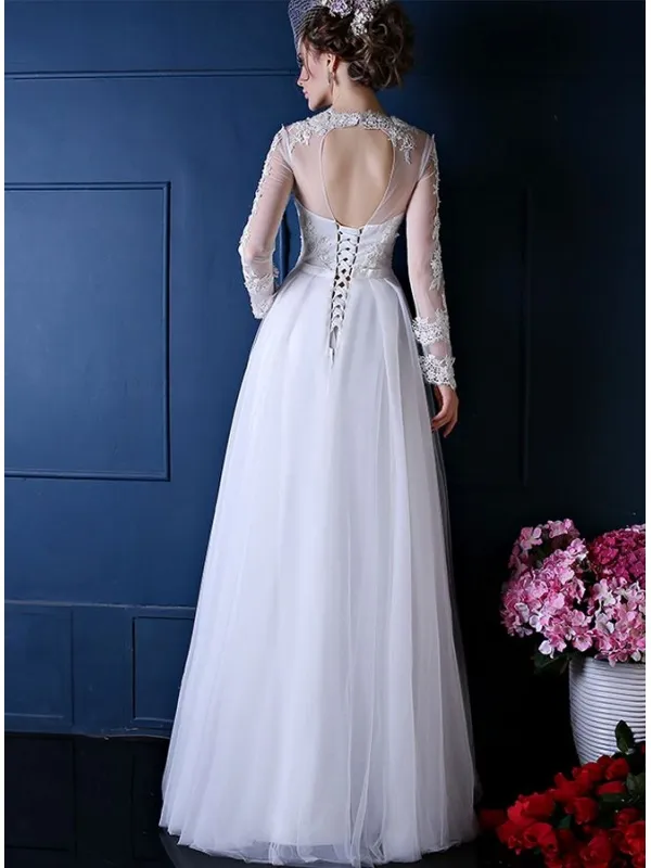 Vestito da Sposa con corpetto in pizzo e gonna in tulle a tubino semplice