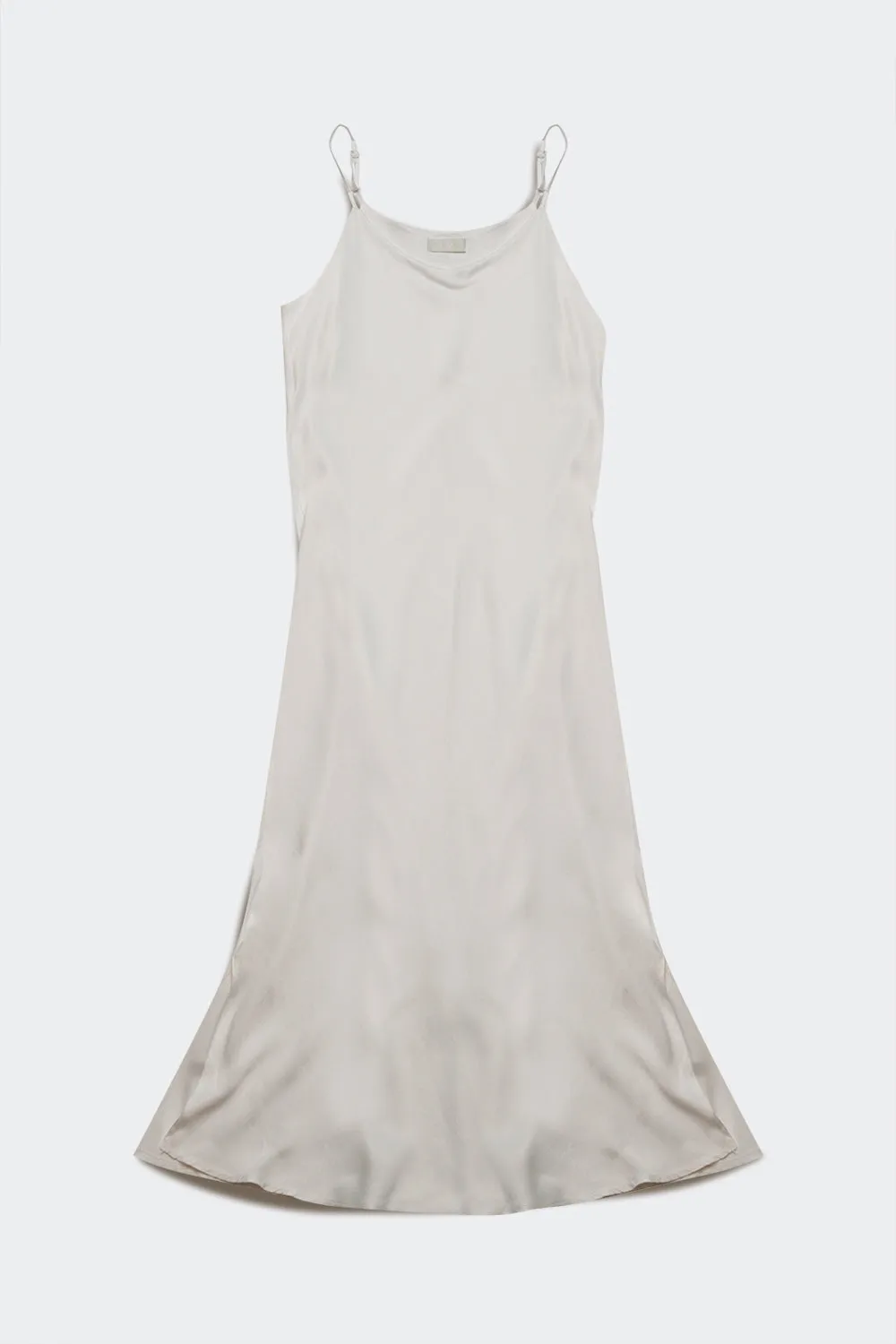 Vestito lungo con spalline sottili in raso color crema