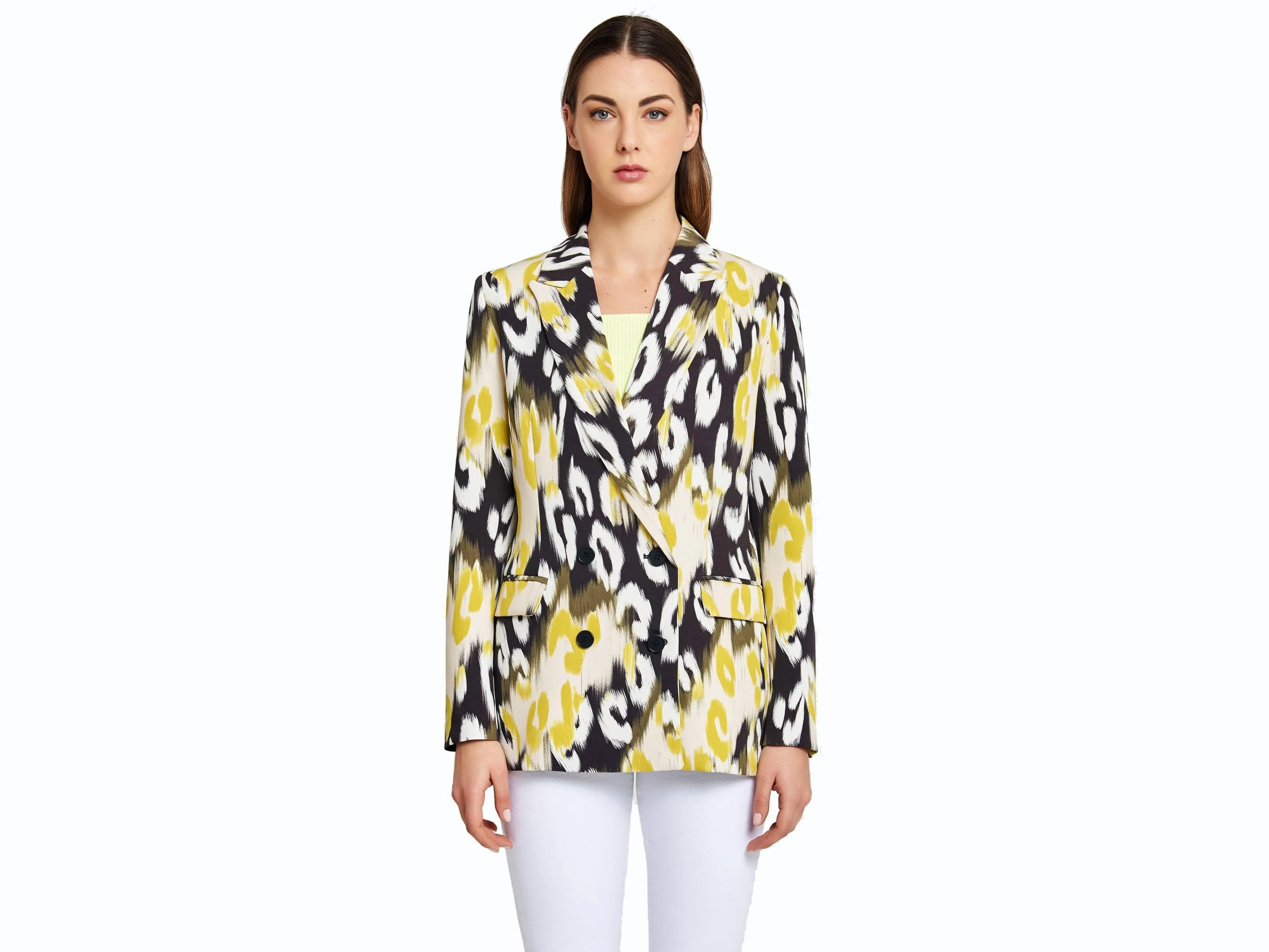 VICOLO Blazer Doppiopetto Animalier Donna Nero Bianco Giallo TH0687