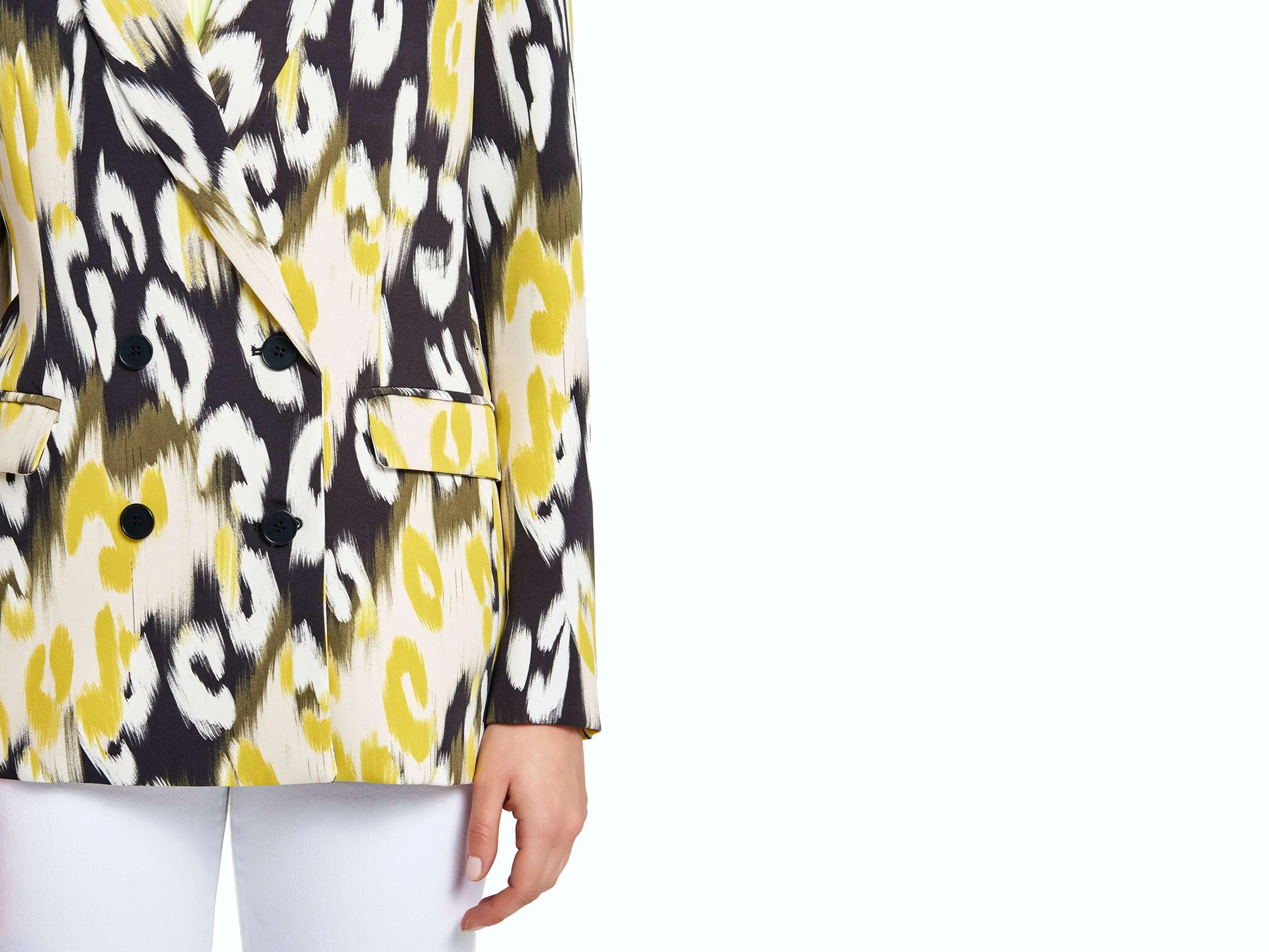 VICOLO Blazer Doppiopetto Animalier Donna Nero Bianco Giallo TH0687