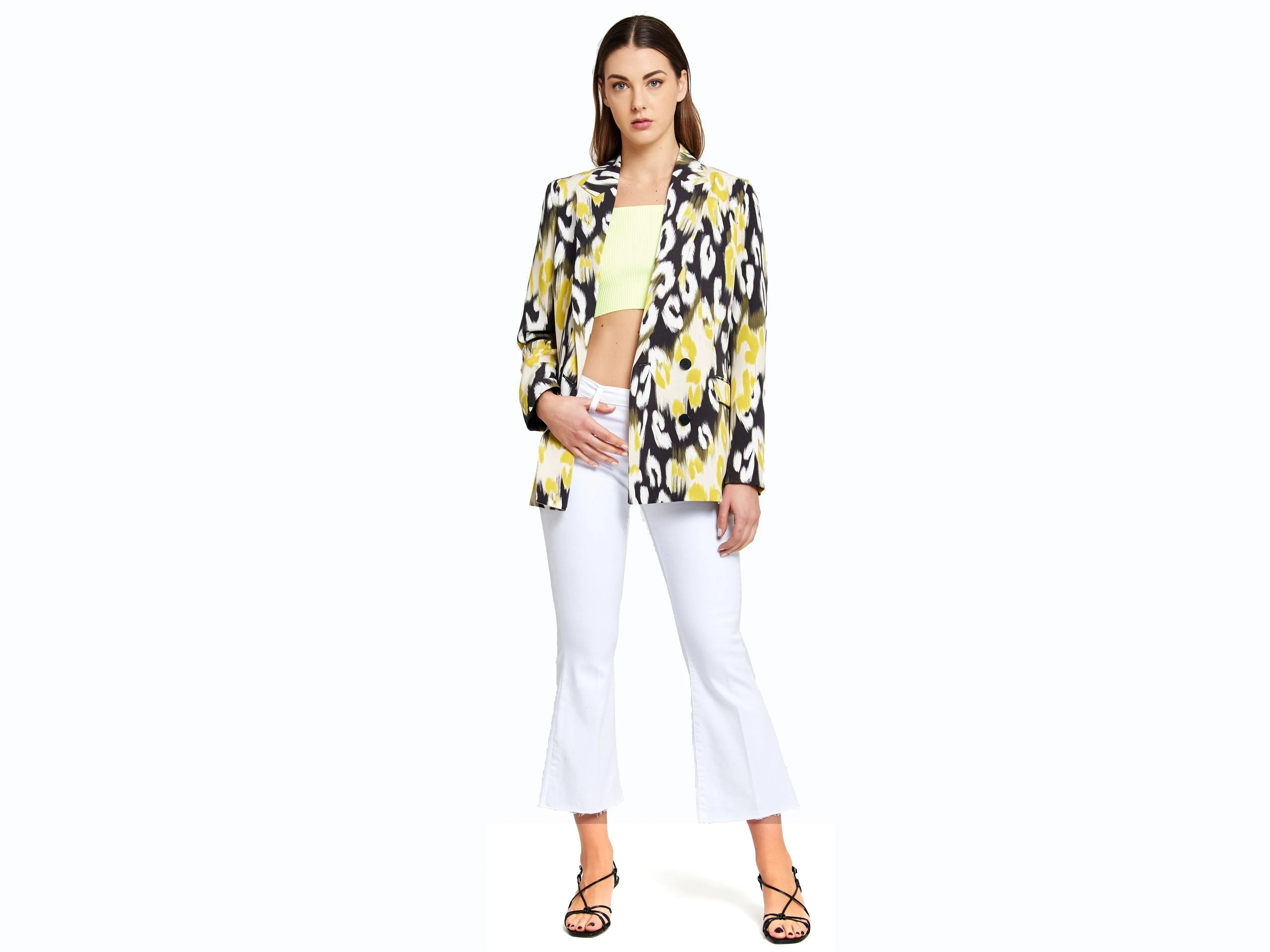 VICOLO Blazer Doppiopetto Animalier Donna Nero Bianco Giallo TH0687