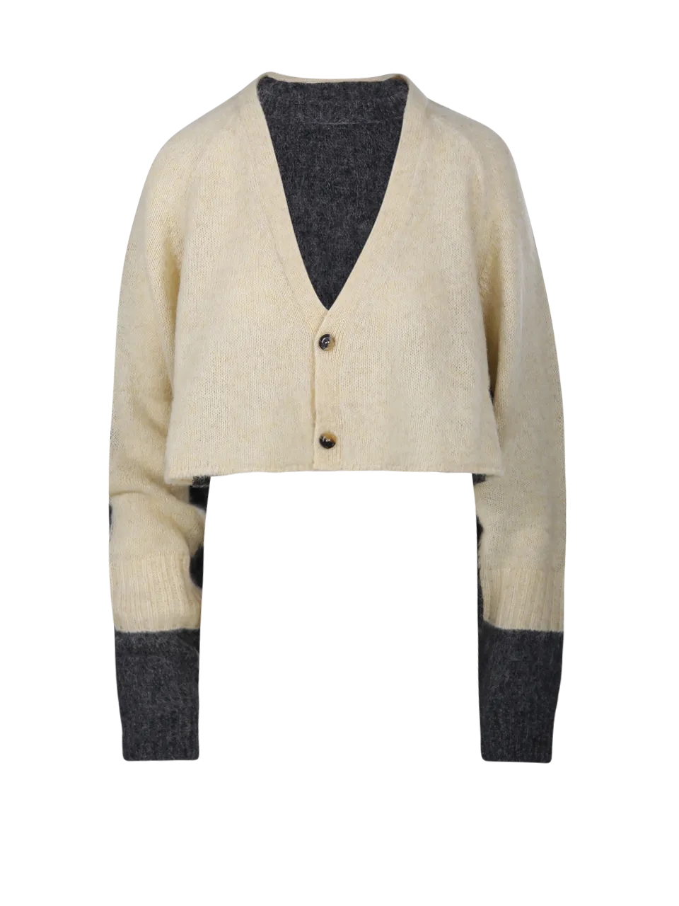 WOMAN LOEWE LIGHT YELLOW WOOL CROPPED CARDIGAN