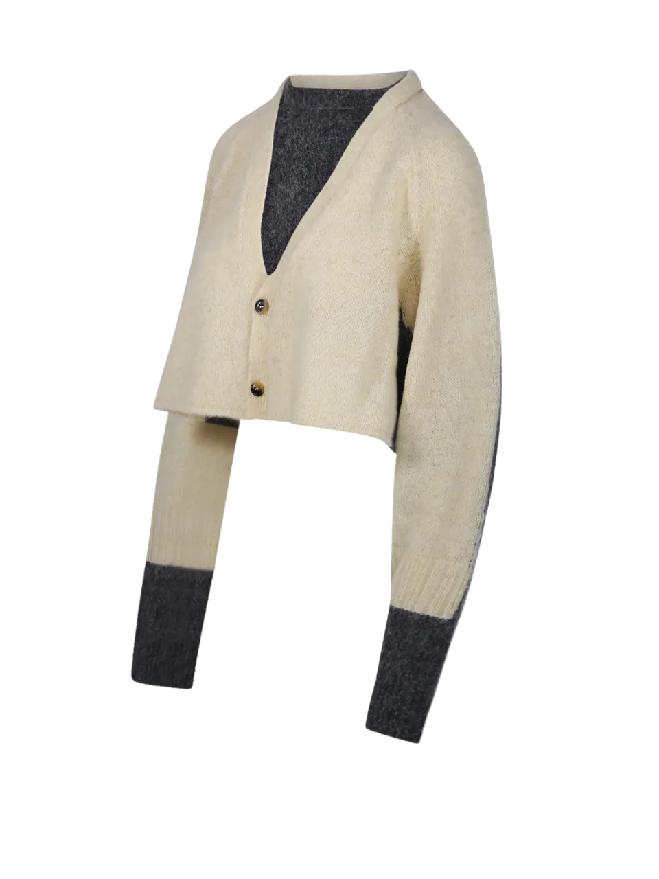 WOMAN LOEWE LIGHT YELLOW WOOL CROPPED CARDIGAN