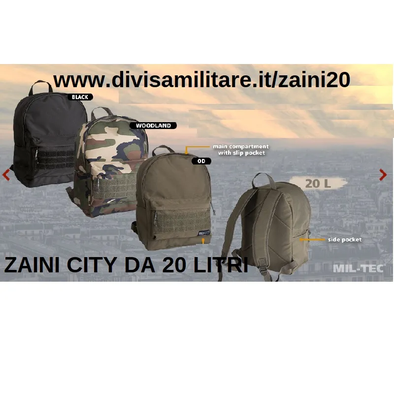 Zaino militare city nero a molle 20 litri